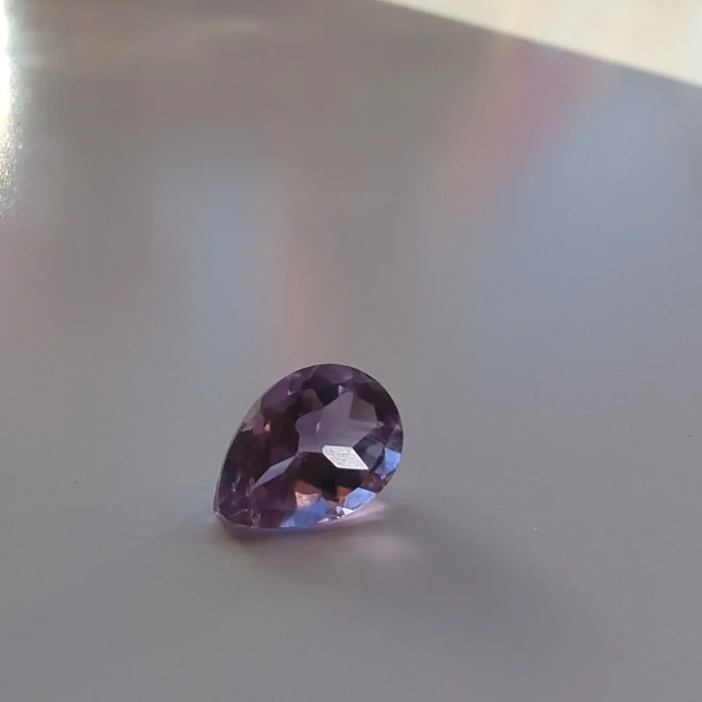 Teardrop Purple Amethyst Ring Gem for Fine Jewelry